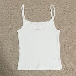 Aeropostale Cream Tank with Pink Bow Accent